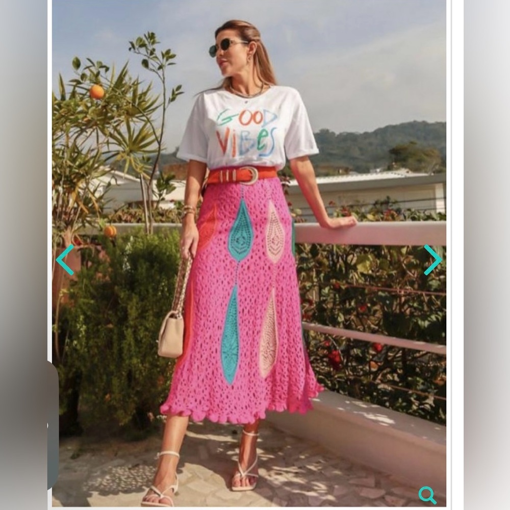 Crocheted pink skirt